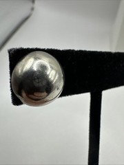 Vintage Sterling Silver Large Round Domed Stud Earrings 925
