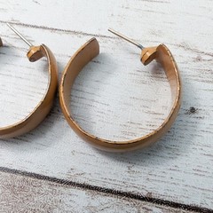 Vintage Earrings For Pierced Ears Retro Tan Hoops 1″