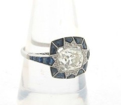 2CT Old Mine Cut Lab Created Diamond Wedding Ring Vintage Art Deco 14K Gold Over