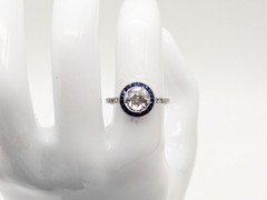 Antique 1920s $14,000 2.50ct Natural Old Euro Diamond Sapphire Platinum RIng