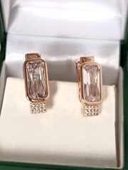 Vintage 1990-s 14 Ct Rolled Gold Zircons Earrings-Hallmarked 585 RG