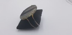 Vintage Handmade Big Oval Cut Smoke Quartz Color Gemstone Silver Tone Bracelet
