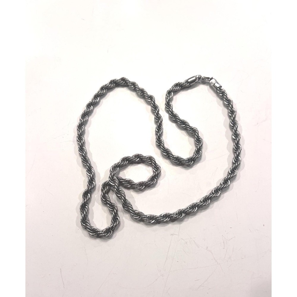 Vintage Sterling Silver 6mm Rope Chain Necklace 32 Inch Southwest Artisan Strand