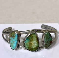 Alpaca Mexico Silver Cuff Bracelet Turquoise Adjustable