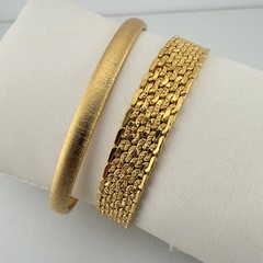 Vintage Monet Bracelet Set of 2 Gold Tone Chain Classic Minimalist Style