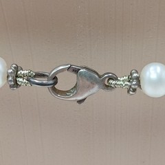 925 Freshwater Pearl Necklace 17in Sterling Silver Hand Knotted Spacers Station