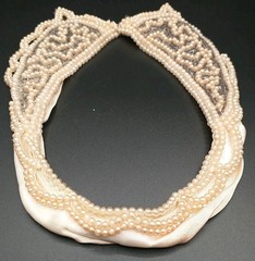 Vtg MCM Faux Pearl Gray Seed Bead Collar Necklace Steampunk Costume Jewelry