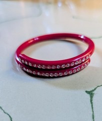 Antique/vintage celluloid rhinestone bracelet lot -5 RED BLACK ORANGE WHITE DECO