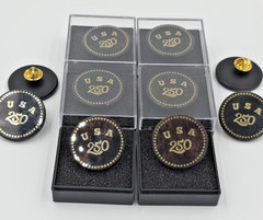 USA 250th Anniversary Obsidian Stone Pin Set OF 5 Badge 1.2″Limited Edition
