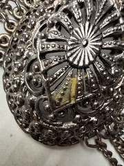 Vintage Tribal Ethnic Filigree Metalwork Fringe Tassel Necklace Silver Tone Boho