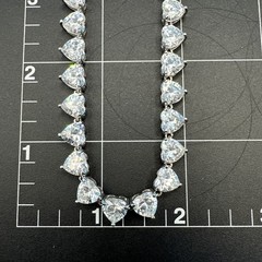 Ross Simons 925 Silver White/Colorless Heart Cut CZ Tennis Necklace 17″