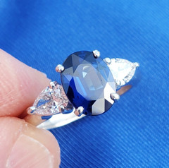 Original EARTH MINED SAPPHIRE DIAMOND Deco Engagement Ring PLATINUM Solitaire 5