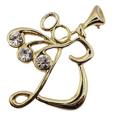 Angel Blowing Trumpet Rhinestone Tipped Wings Shiny Gold Tone Vintage Brooch Pin