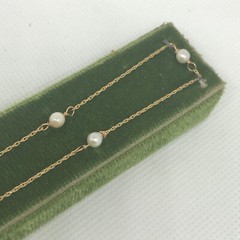 Vintage SOLID 14KT Gold Stamped 15″ Necklace 1.5 Grams Cultured Pearls Gift Box