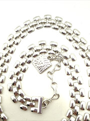 Vintage Anne Klein Silver Tone Panther Link Choker Necklace Tank Track 18″ AK