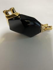 Vintage Trifari Black Rhinestone & Gold Tone Pendant – No Chain, Rare