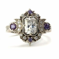 Engagement & Wedding Lab Created Diamond Selene Moon Goddes 925 Silver Gift Ring