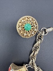 Vintage Etruscan Revival Huge Charm Bracelet 7” J110