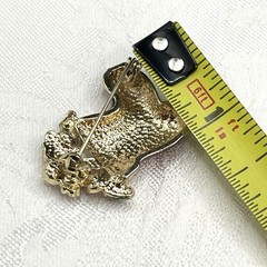 Vintage Enamel Red Santa Claus Christmas Stocking Boot Holly Berry Brooch Pin