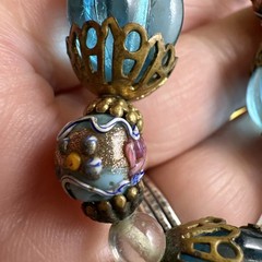 15 Inch Antique Blue Glass Wedding Cake Murano 15 Inch Necklace