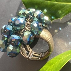 Vintage Ring Estate Jewelry Pre-owned Purple Briolette Crystal Cha-Cha Any Size