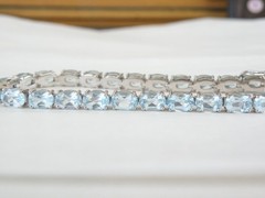 Sterling Silver 925 Natural Heated Blue Topaz Tennis Line Bracelet 7.5″