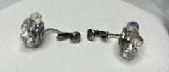 Vintage~MINT~Signed Laguna Clear AB Crystal Clip Earrings Silver Tone Jewelry