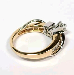 Princess and Baguette .60 Carat Diamond 14k Gold Engagement Ring Size 6