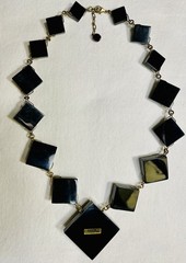 Vintage Signed 1992 Museum Modern Art Lucite Necklace Tiffany Mosaic Collection