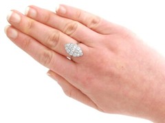 Antique 1.54 Ct Diamond & 18k White Gold Platinum Set Marquise Ring 1910s