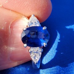 Original EARTH MINED SAPPHIRE DIAMOND Deco Engagement Ring PLATINUM Solitaire 5