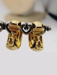 Monet Earrings Hoop Brushed Gold tone Clip on Textured .75 in Vintage