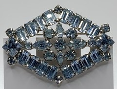 Vintage Sky Blue Baguette Round Marquis Rhinestone Brooch Pin