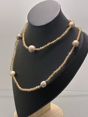 Vintage Pearl ,Crystal Aurora Borealis Pearl Bead Necklace