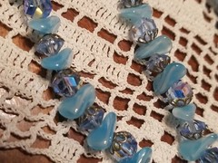 Vintage Laguna Necklace, Aurora borealis crystal, 3 Strand,Blue, 16″ Adjustable