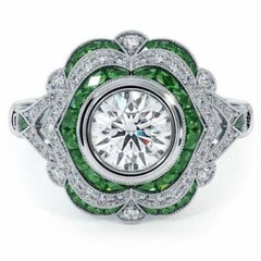 2.85Ct Art Deco Style Lab Created Diamond Engagement 14K White Gold Finish Ring