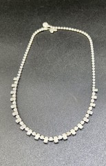 Vintage Baguette & Round Faceted Rhinestone Necklace 16″