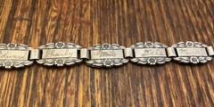 World War II era Sterling silver forget me not bracelet 7.5 inches