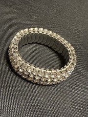 Airflex Silver-tone Expandable White Rhinestone Bracelet, Made In the USA