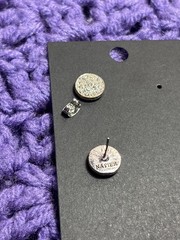 Vintage Silvertone Clear Rhinestone Pave Circle Stud Earrings 3/8 inch