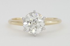 Antique Old European Cut Diamond Solitaire Engagement Ring 1.55 ct 14k Gold $19K