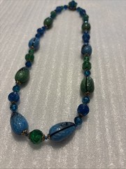 Western Germany Pear Shape Green And Blue Beads Necklace