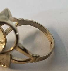Vintage 18K HGE Yellow Gold Plated Cocktail Ring w BIG Brown Stone Size 6.25