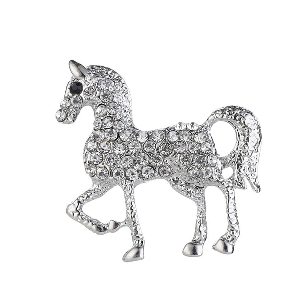 Rhinestone Horse Animal Brooch Pin for Women Girls Men Silver Plated Fashion …