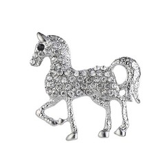 Rhinestone Horse Animal Brooch Pin for Women Girls Men Silver Plated Fashion …