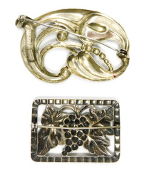 Antique Vintage Sterling Silver Art Nouveau Art Deco 4 Brooches 1 Pendant Lot