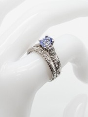 $7K Scott Kay 1.62ct Cert Blue NO HEAT Sapphire Diamond 19k White Gold Ring SET