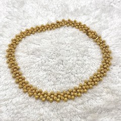 Vintage Popcorn Cluster Necklace Chunky Gold Tone Fancy Box Clasp 16.5″