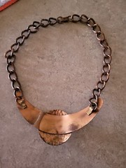 Vintage Handcrafted Copper Dotted Bib Necklace/Choker Unsigned