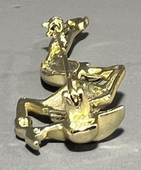 Vintage AJC Fashion Lady in Suit and Hat Brooch Gold Tone Pin 2 7/8 inch